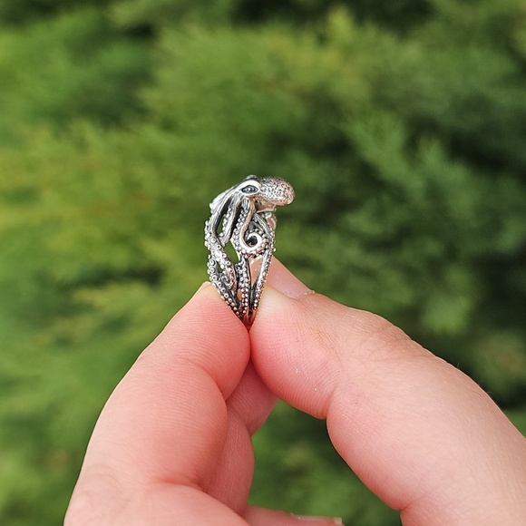 Sterling Silver 925 Octopus Sea Creature Ring - Size 7 - Picture 3 of 10